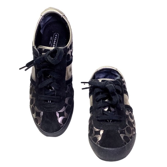 Coach Paxton Black With Metallic Signature C Logo Sneakers, Size 7 - Picture 11 of 15